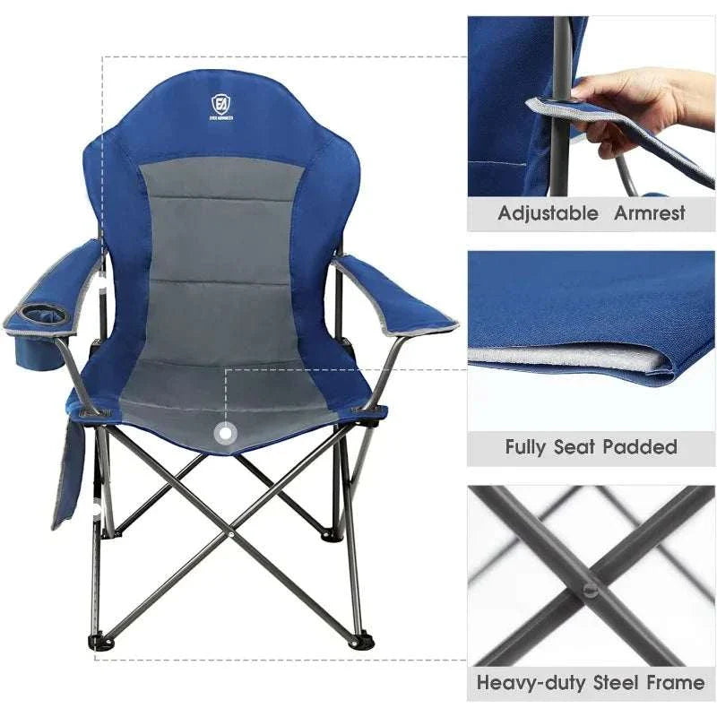 EVER ADVANCED Folding Camping Chair for Outside High Back Padded Oversized Lawn Chairs Folding Lightweight Sturdy Steel Portable