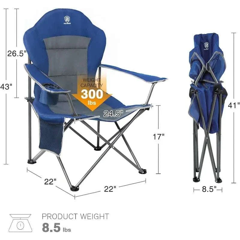 EVER ADVANCED Folding Camping Chair for Outside High Back Padded Oversized Lawn Chairs Folding Lightweight Sturdy Steel Portable