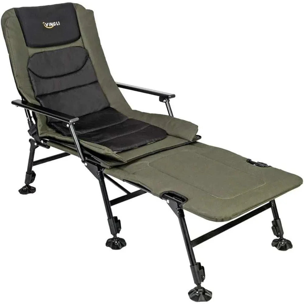 Heavy Duty Fishing Chair with Footrest Support 440 LBS. Oversized Camping Chairs with 160° Adjustable High Back Freight free