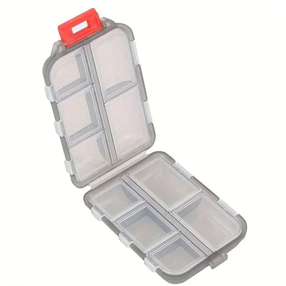 Double-layer small pill box Portable pill box Transparent 10-cell sealed medicine storage box camping equipment survival kit