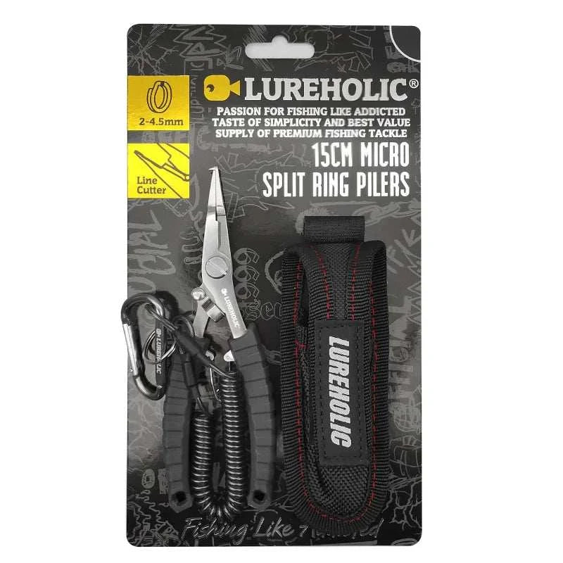 LUREHOLIC 58g Super Light 15cm Split Ring Pliers Lure Fishing Stainless Steel Pliers with Bag and Lanyard